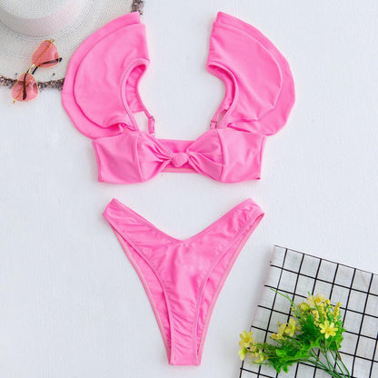 Ruffle Bra Bikini Set Triangle Swimsui-STYLEGOING