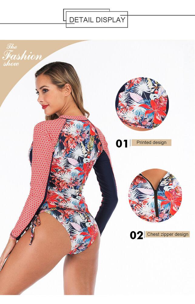 Pink Long Sleeve Two Piece Rash Guard Swimwear-STYLEGOING