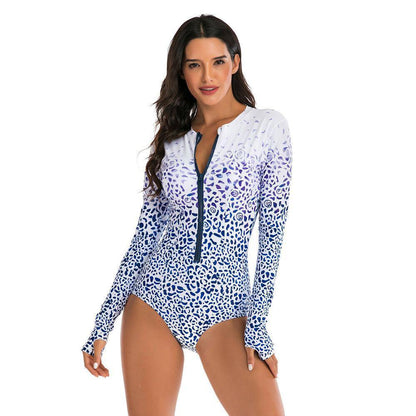 Rash Guard Zipper One Piece Swimsuit-STYLEGOING