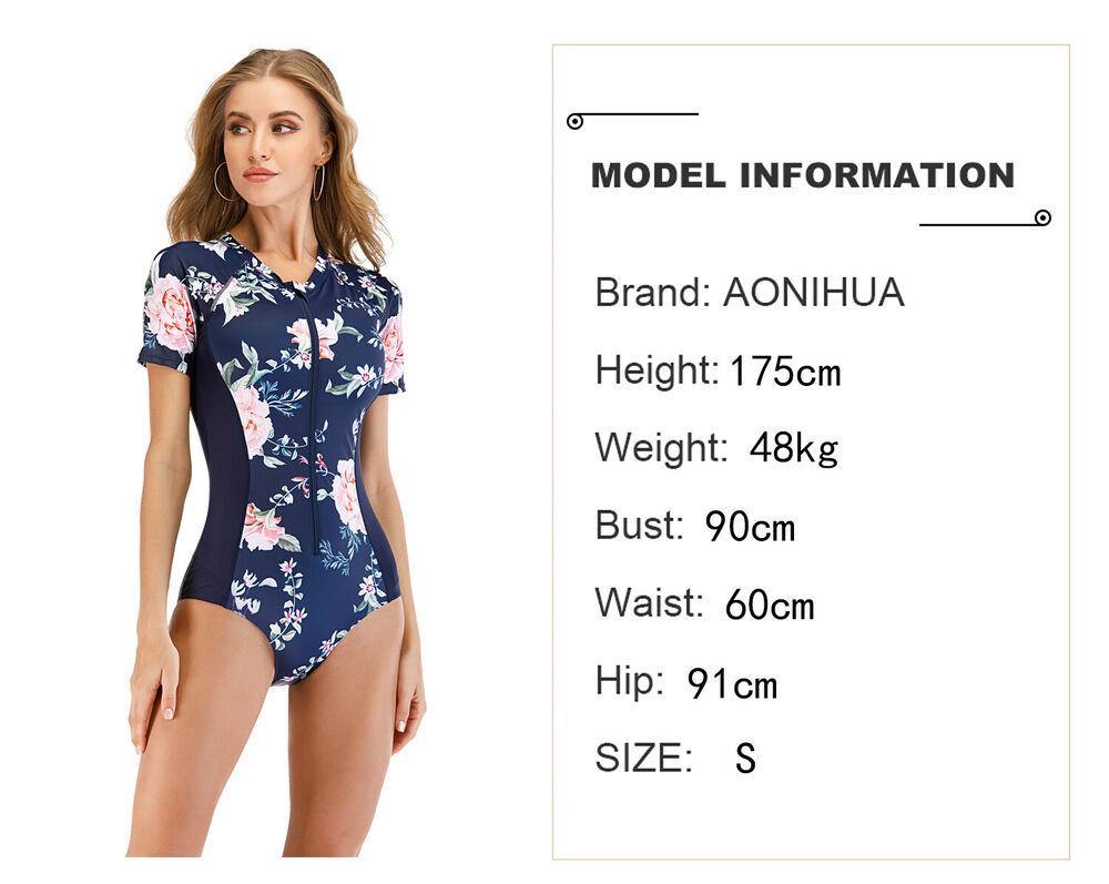 Floral Short Sleeve One Piece Swimwear-STYLEGOING
