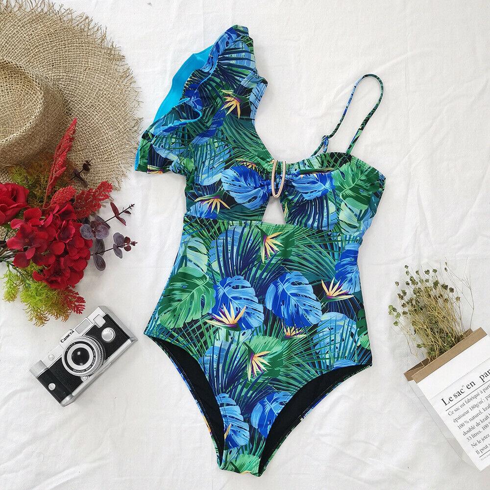 Womens Ruffle Monokini Swimsuit-STYLEGOING