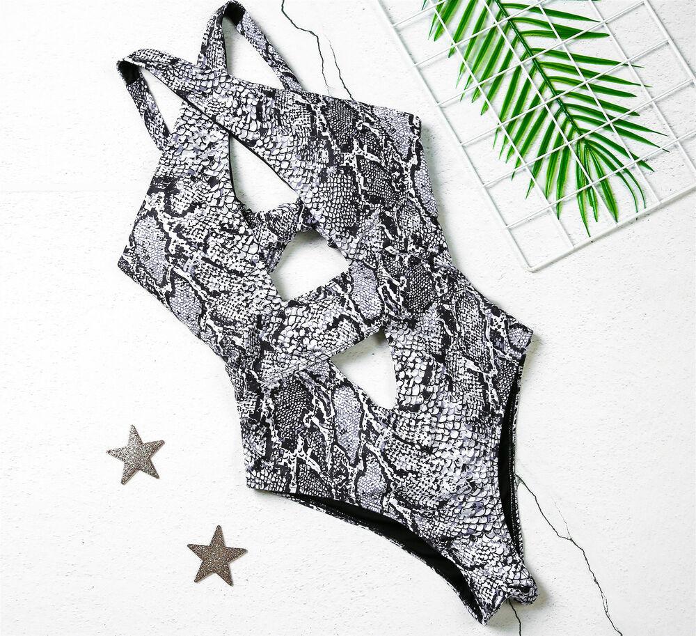 Women Snake Print Bikini Swimsuit-STYLEGOING