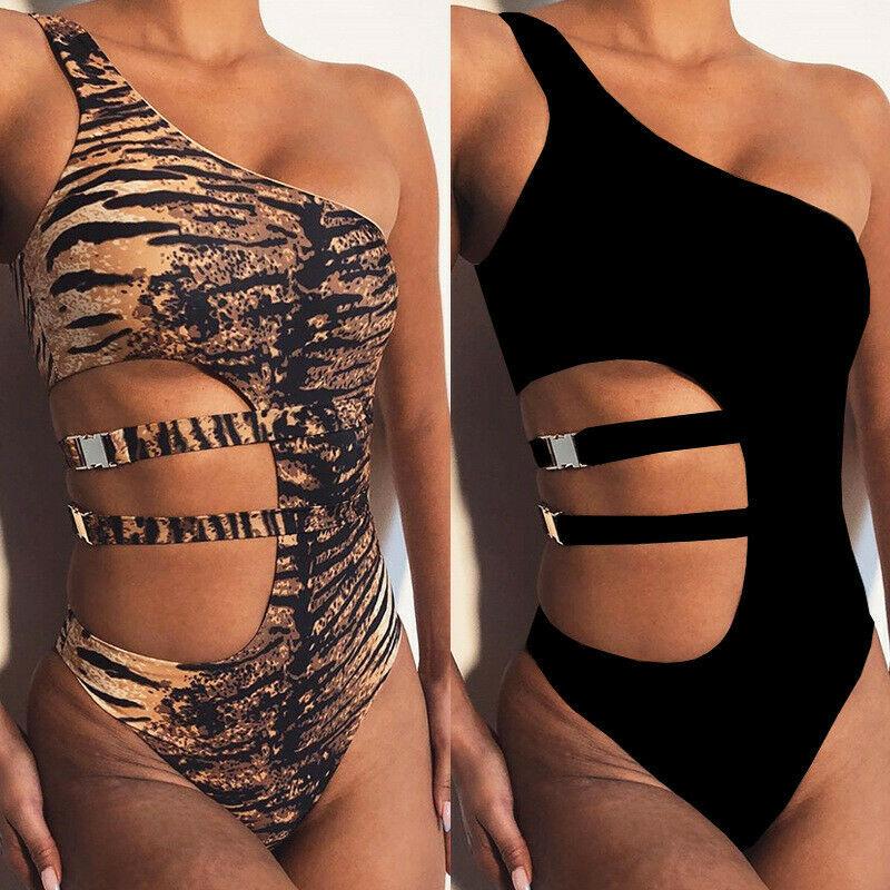 Leopard Print Sexy Bikini with Metal Buckle-STYLEGOING