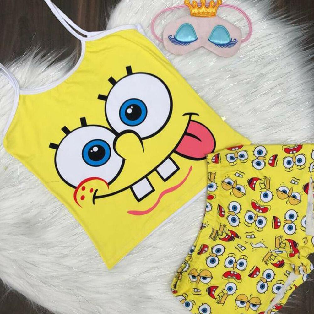 Cartoon Spaghetti Strap Vest Shorts Suit-STYLEGOING
