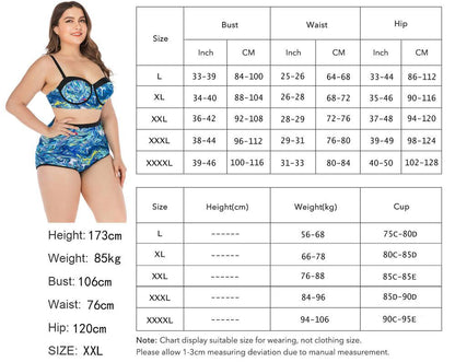 Plus Size Bikini Set High Waist Swimwear-STYLEGOING