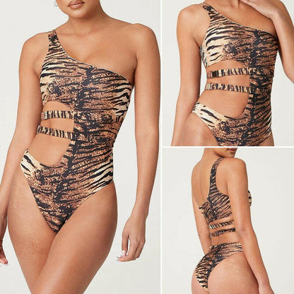Leopard Print Sexy Bikini with Metal Buckle-STYLEGOING