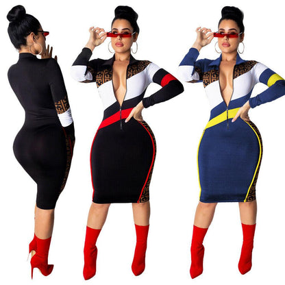 Sexy Zipper Bodycon Party Clubwear-STYLEGOING