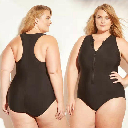 Plus Size Zipper One Piece Monokini-STYLEGOING