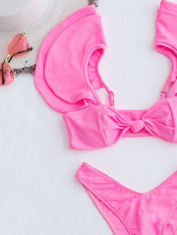 Ruffle Bra Bikini Set Triangle Swimsui-STYLEGOING