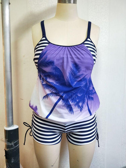 Plus Size Stripe Bathing Suit Bikini-STYLEGOING
