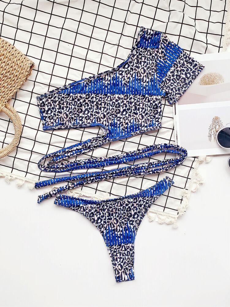 One Shoulder Bikini Set Bathing Suit Beachwear-STYLEGOING