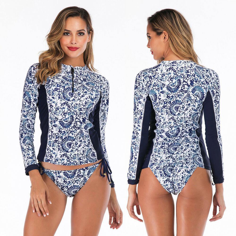 Women Long Sleeve Surfing Swimsuit-STYLEGOING