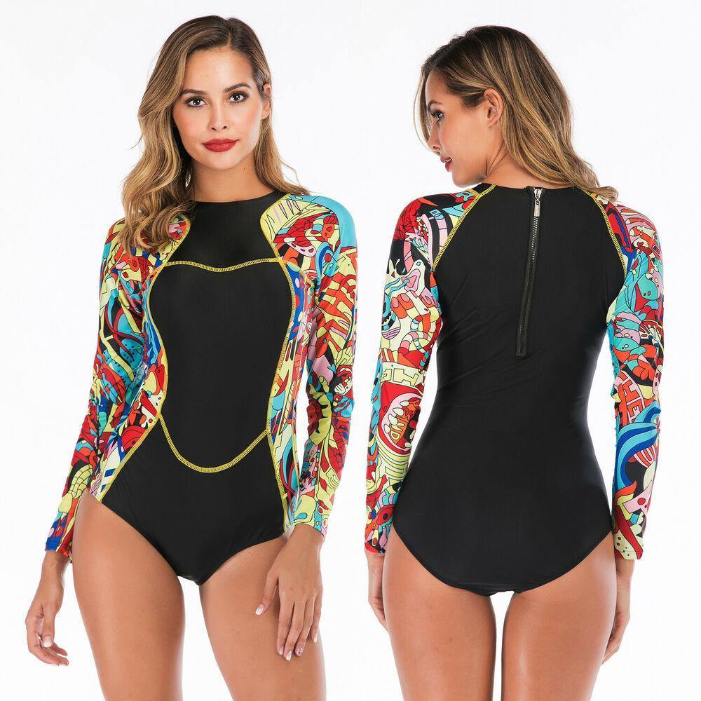 Sexy Zip Back Rash Guard Swimwear-STYLEGOING