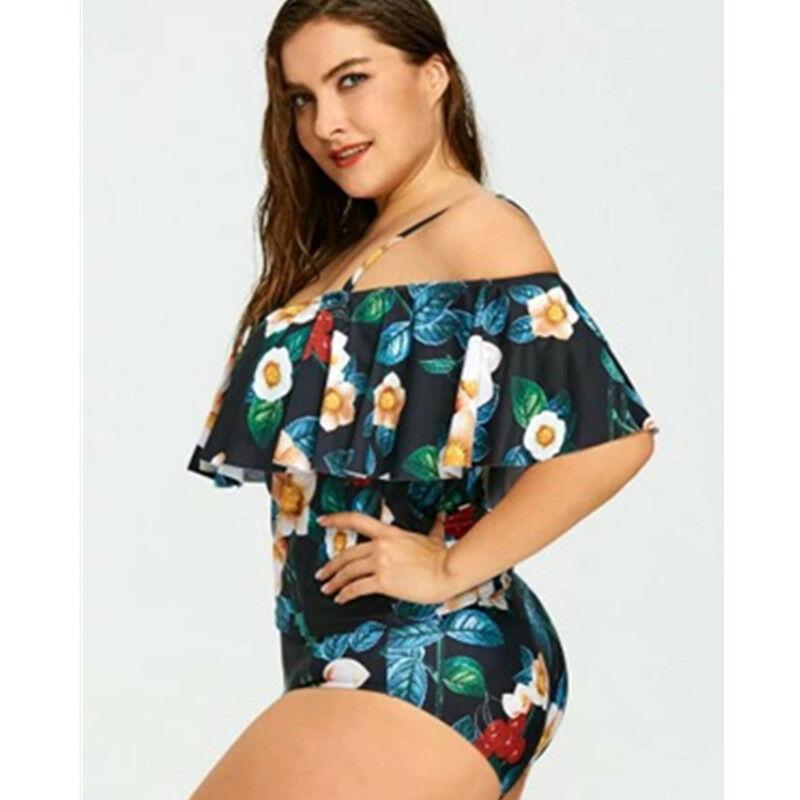 Plus Size Bikini Set Swimwear Ruffle Bra-STYLEGOING