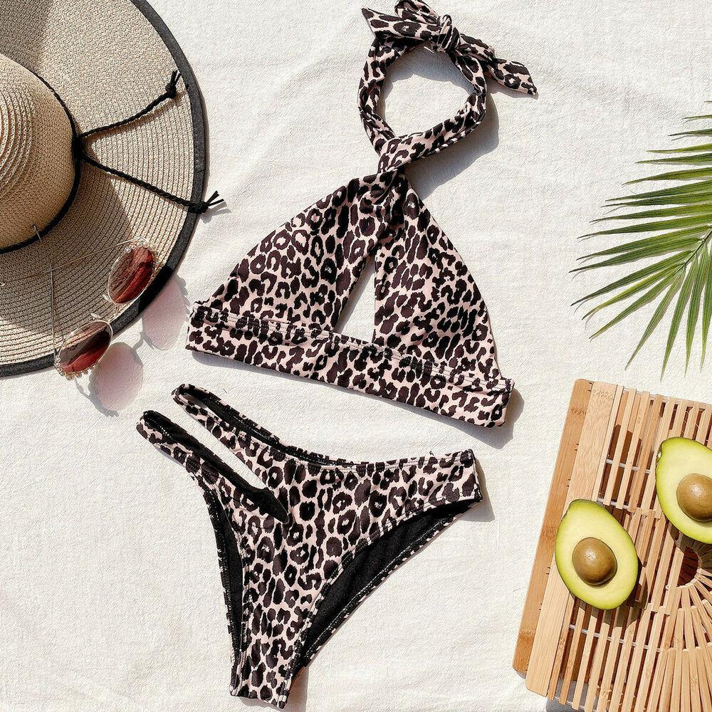 Sexy Women's Leopard Bikini Bra Swimsuit-STYLEGOING