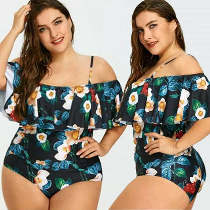 Plus Size Bikini Set Swimwear Ruffle Bra-STYLEGOING