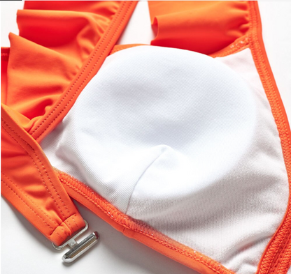Orange Printed Bikini Set For Mom Daughter-STYLEGOING