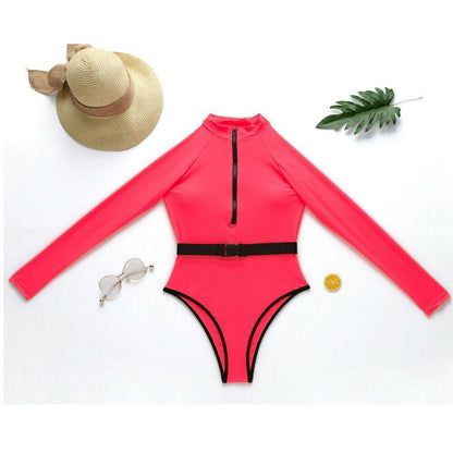 One Piece Long Sleeve Zipper Monokini-STYLEGOING