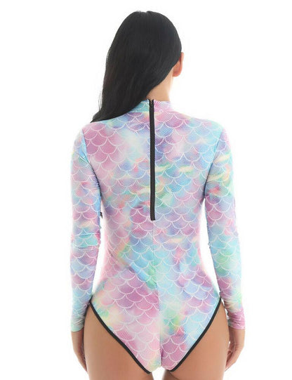 One Piece Mermaid Scale Print Swimwear-STYLEGOING