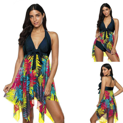 Plus Size Tankini Halter Swimsuit-STYLEGOING