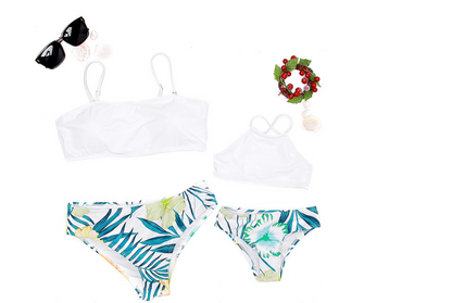 Family Beach Holiday Summer Leaf Print Bikini-STYLEGOING