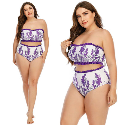 Plus Size Bandeau Bra Bikini Set-STYLEGOING