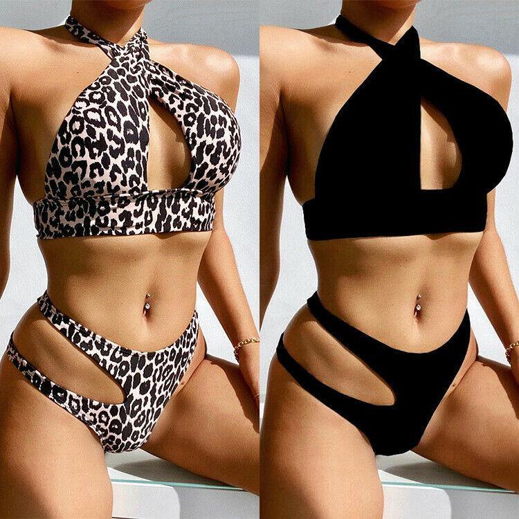 Sexy Women's Leopard Bikini Bra Swimsuit-STYLEGOING