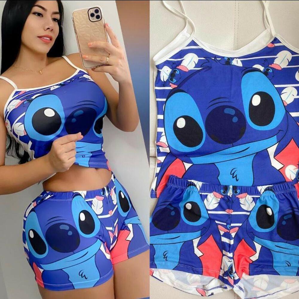 Cartoon Spaghetti Strap Vest Shorts Suit-STYLEGOING