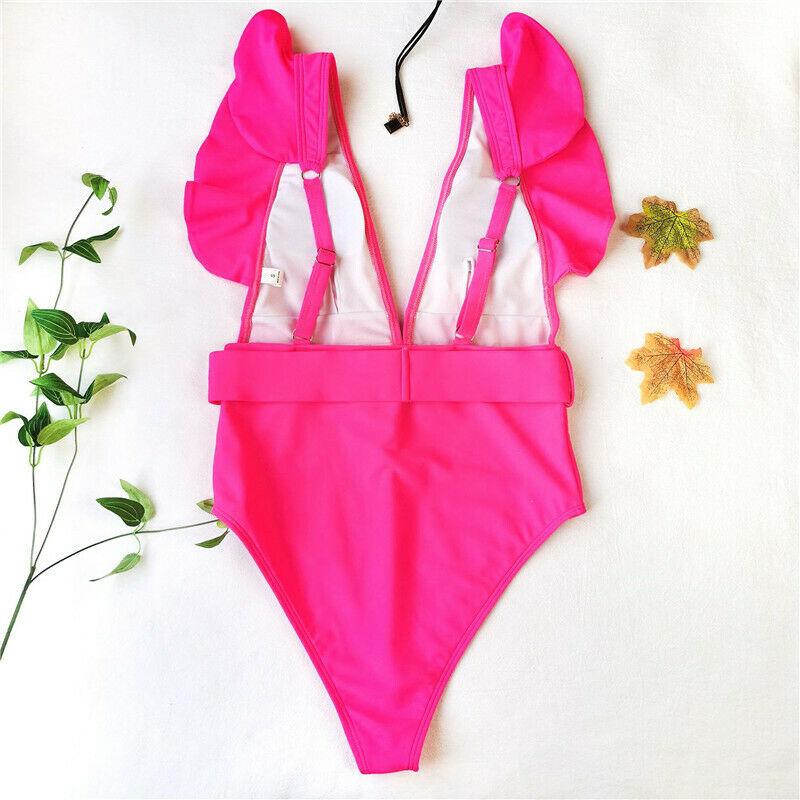 Sexy Solid Falbala Bikini with Buckle-STYLEGOING