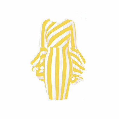Womens Plus Size Ruffle Sleeve Midi Dresses-STYLEGOING