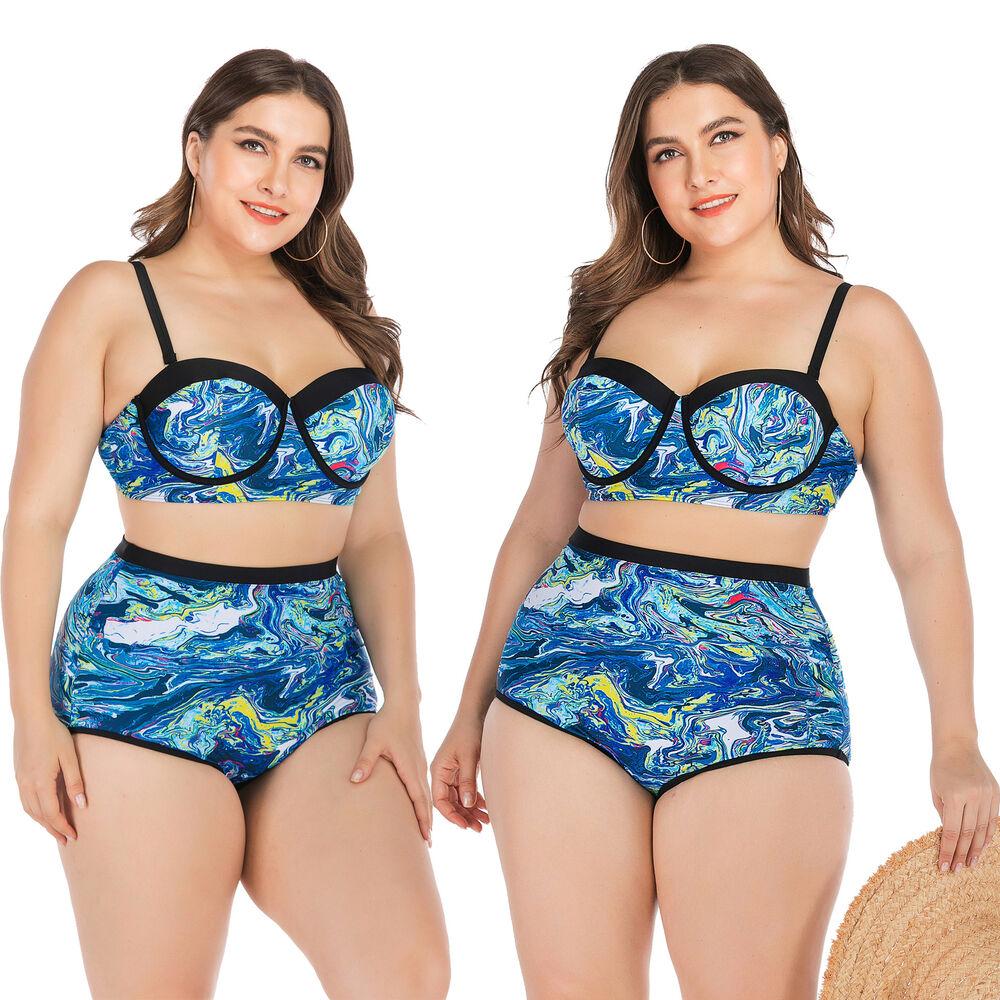 Plus Size Bikini Set High Waist Swimwear-STYLEGOING