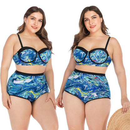 Plus Size Bikini Set High Waist Swimwear-STYLEGOING