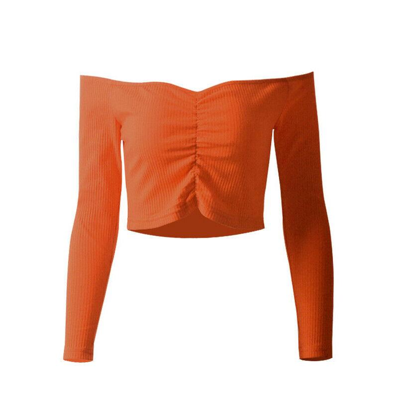 Sexy Slim Off Shoulder Crop Tops-STYLEGOING