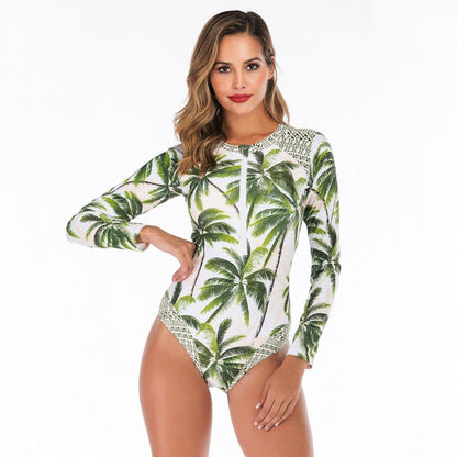 Sexy Zip Front Rash Guard Swimsuit-STYLEGOING