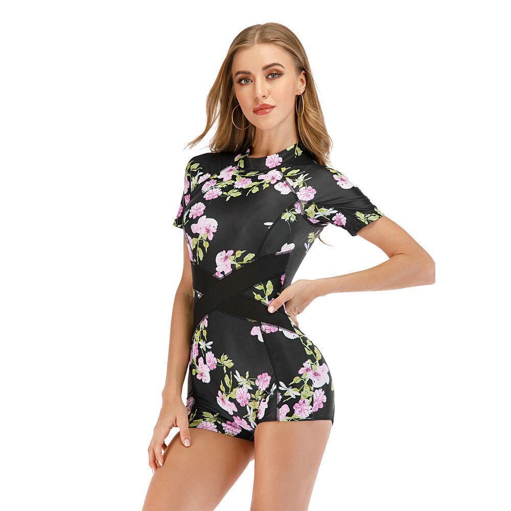 Women Surf One Piece Rash Guard Swimwear-STYLEGOING