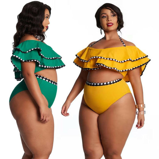 Plus Size Ruffle Bikini Set Swimsuit-STYLEGOING