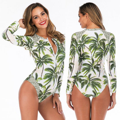 Sexy Zip Front Rash Guard Swimsuit-STYLEGOING