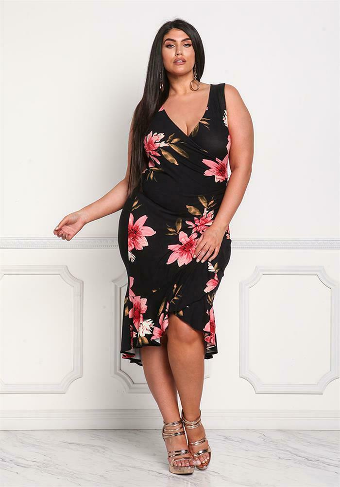 Womens Casual Plus Size Midi Dresses-STYLEGOING