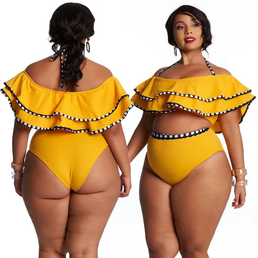 Plus Size Ruffle Bikini Set Swimsuit-STYLEGOING