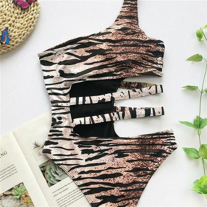 Leopard Print Sexy Bikini with Metal Buckle-STYLEGOING