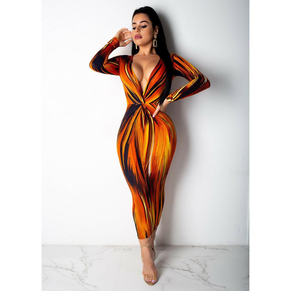 Sexy V-neck Bodycon Cocktail Party Dress-STYLEGOING