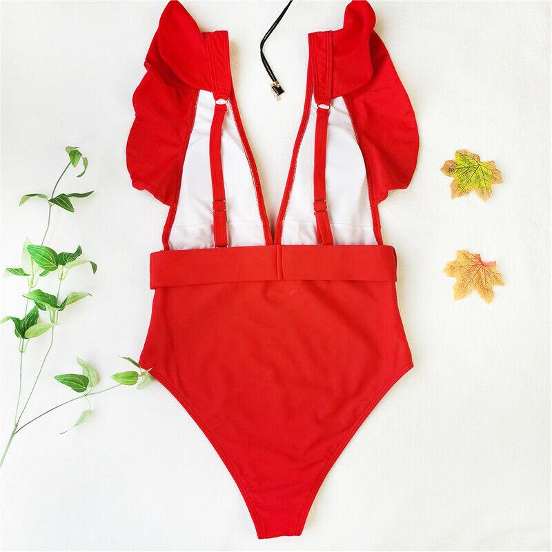 Sexy Solid Falbala Bikini with Buckle-STYLEGOING