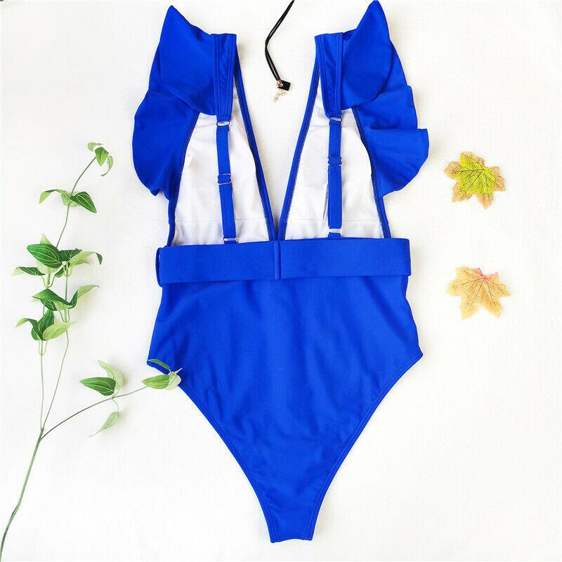 Sexy Solid Falbala Bikini with Buckle-STYLEGOING