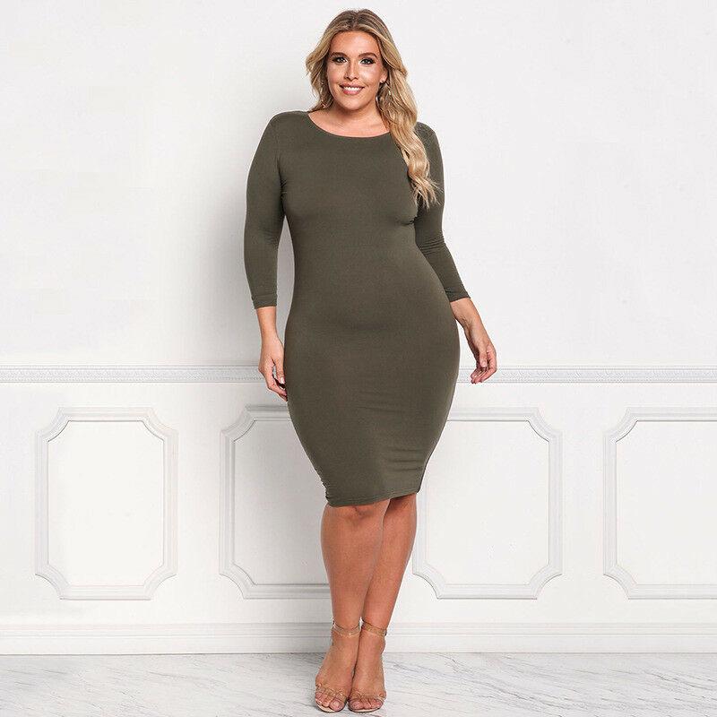 Plus Size Casual Long Sleeve Short Dress-STYLEGOING