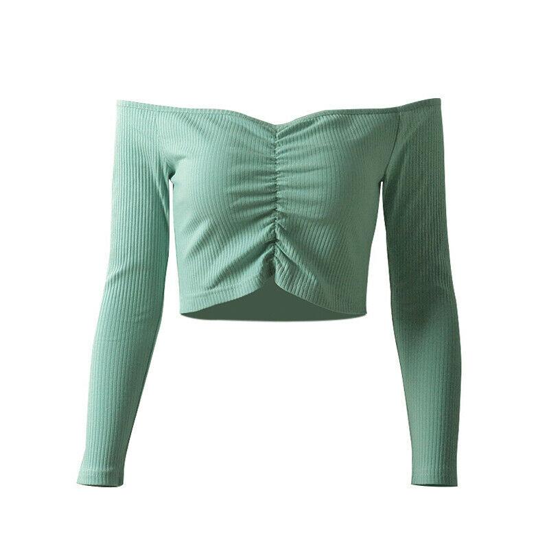 Sexy Slim Off Shoulder Crop Tops-STYLEGOING