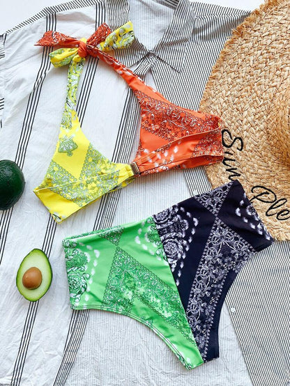 Womens High Waist Triangle Swimwear-STYLEGOING