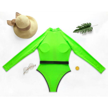 One Piece Long Sleeve Zipper Monokini-STYLEGOING