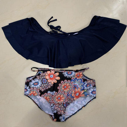 Plus Size High Waist Ruffle Bra Bikini-STYLEGOING