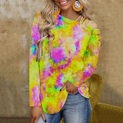Colorful Tie-Dye Casual Tunic Blouse-STYLEGOING