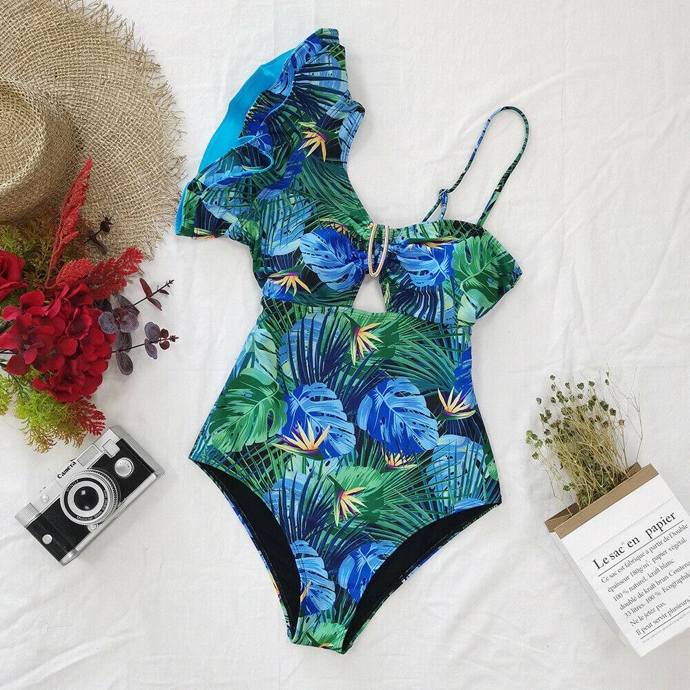 Womens Ruffle Monokini Swimsuit-STYLEGOING